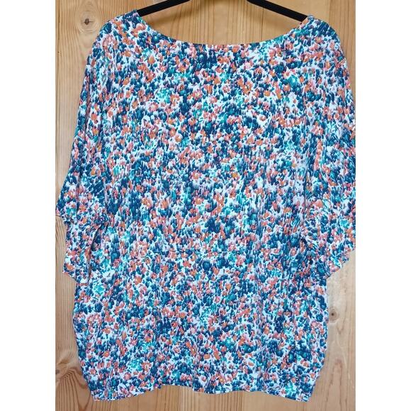 D & Co Summer Floral Top Peplum Hem Fluttery Sleeves Flowy Fabric Women's 3X - Picture 4 of 6